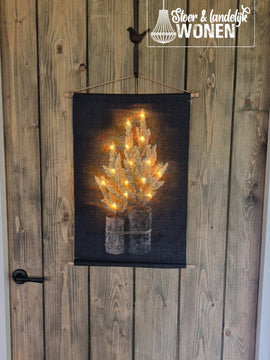 Stoer kerstdoek S | 2 kerstbomen | zwart | 30 x 45 cm